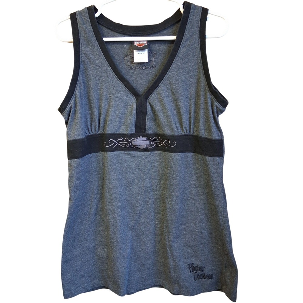 Harley Davidson Y2K Babydoll Sleeveless Tank‎ Big Sky MT XL Biker Moto Flowy EUC